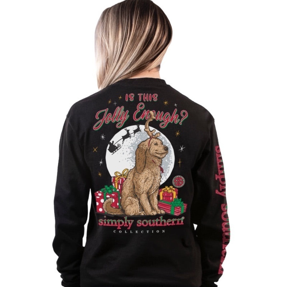 SIMPLY SOUTHERN JOLLY DOG HOLIDAY LONG SLEEVE T-SHIRT - Picture 2 of 5